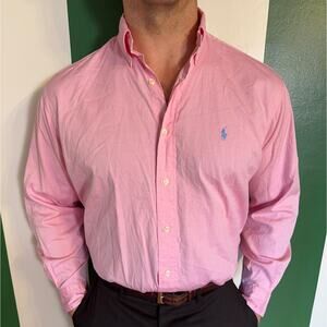 Pink Ralph Lauren Classic Fit Button Down Oxford Shirt
